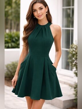 Honey and Rosie Dress Hunter Green Sleeveless Mini Classy Prom Tolo Dance *Read*